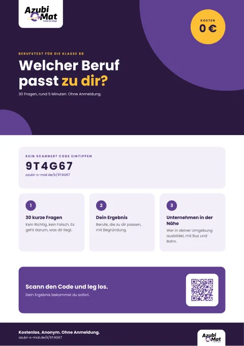 Klassen-Aushang mit Code und QR-Code
